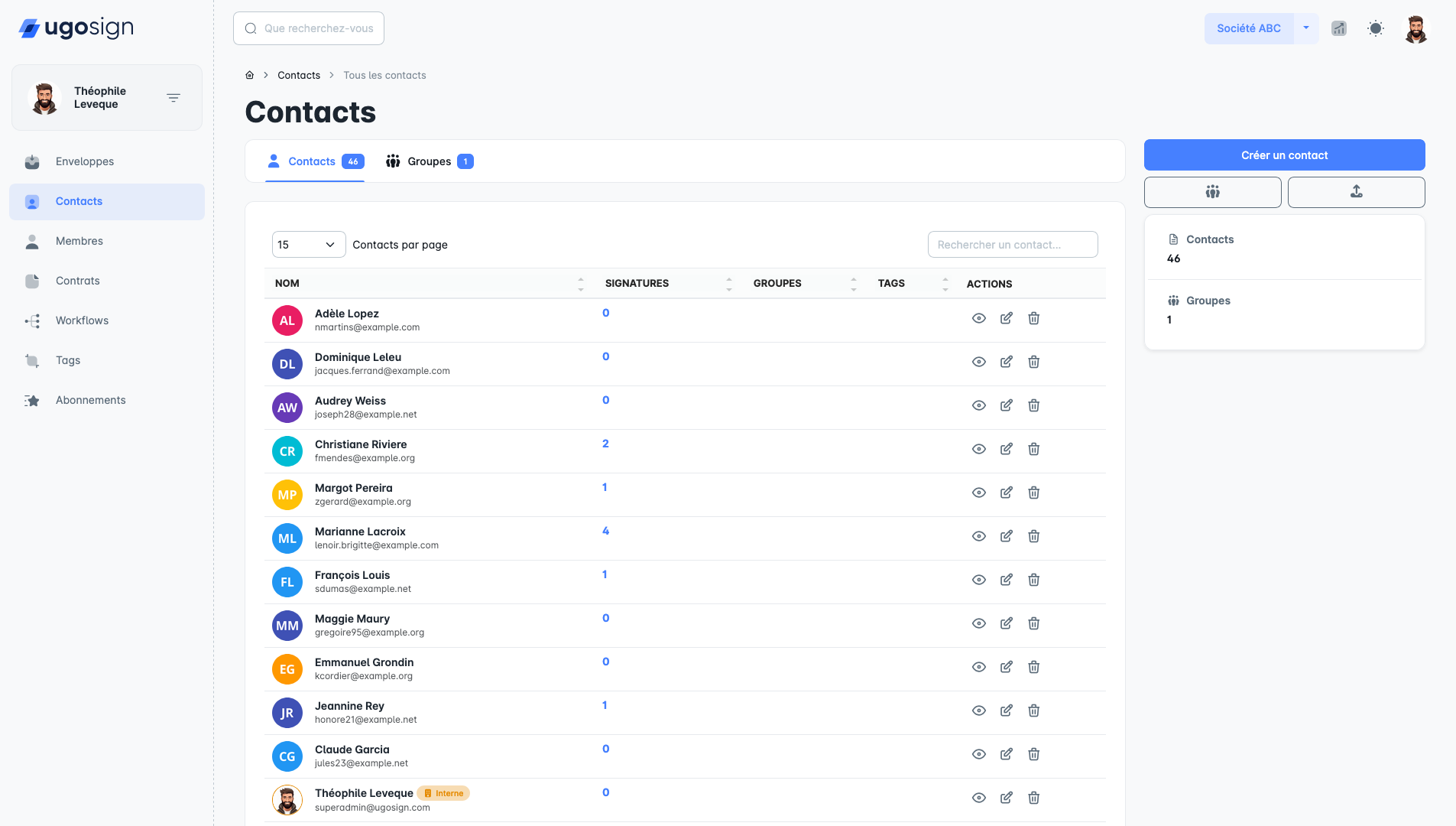 Manage your contacts easily with Ugosign