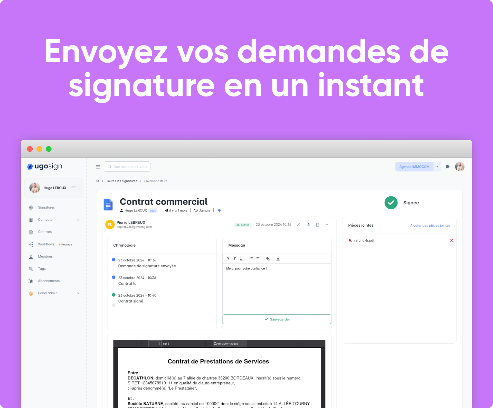 Collaboration d'équipe avec signature électronique